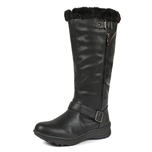 DREAM PAIRS Womens Winter Fully Fur Lined Zipper Closure Snow Knee High Boots